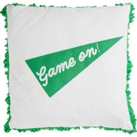 iDesign Gary Game-On Pennant Ruffle Throw Pillow - 20x20” in Natural Green