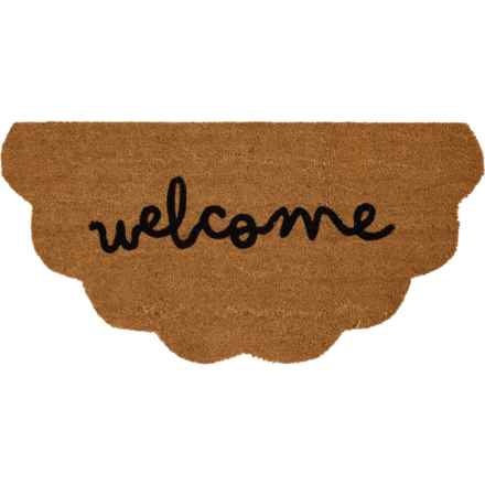 iDesign Hollyann Welcome Printed Shaped Coir Doormat - 20x40" in Natural Jet Black