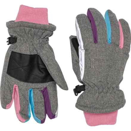 Igloos Rainbow Ski Gloves - Waterproof, Insulated (For Little Girls) in Gray/Pink