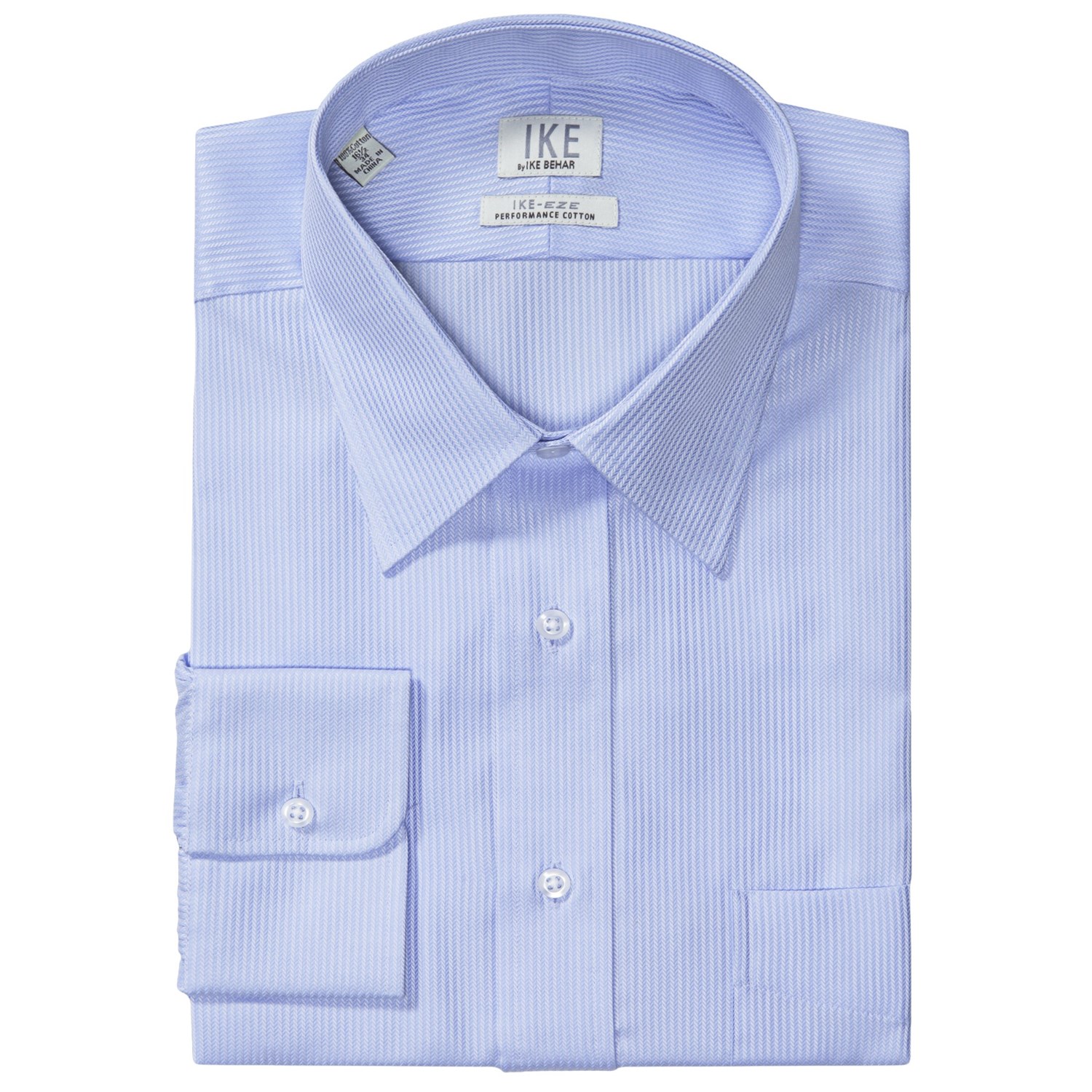 Ike by Ike Behar Herringbone Dress Shirt - No-Iron Cotton, Long Sleeve ...