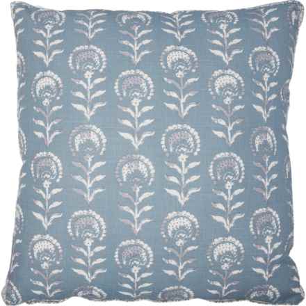 Indigo Collection Floral Stem Gusset Throw Pillow - 22x22” in Chambray Blue