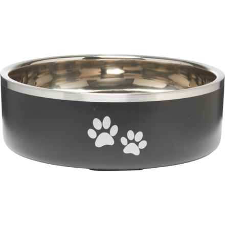 IndiPets Double Wall Dog Bowl - 64 oz. in Black