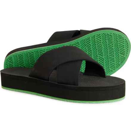 Indosole Cross Platform Sandals - Waterproof (For Women) in Black / Lime Sole