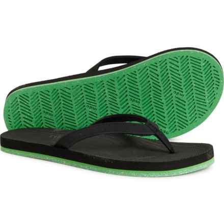 Indosole Sneaker Sole Flip Flops - Waterproof (For Women) in Black / Lime