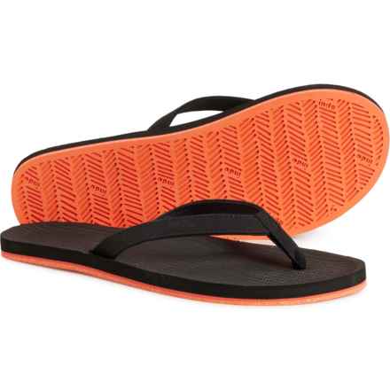 Indosole Sneaker Sole Flip Flops - Waterproof (For Women) in Black / Orange