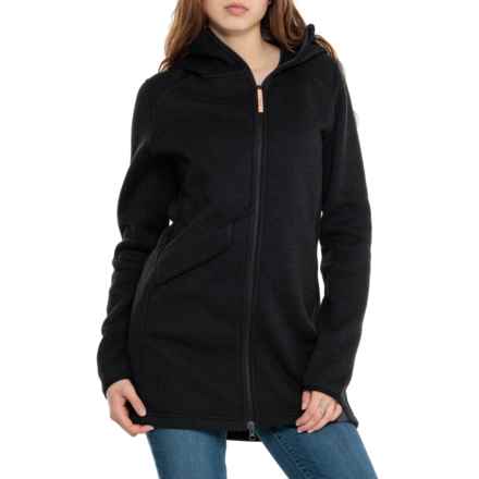 Indyeva Naoko Long Hooded Sweater Fleece Jacket in Black