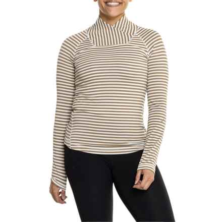 Indyeva Strika II Mock Neck Knit Shirt - Long Sleeve in Baileys/Winter Cloud Stripe