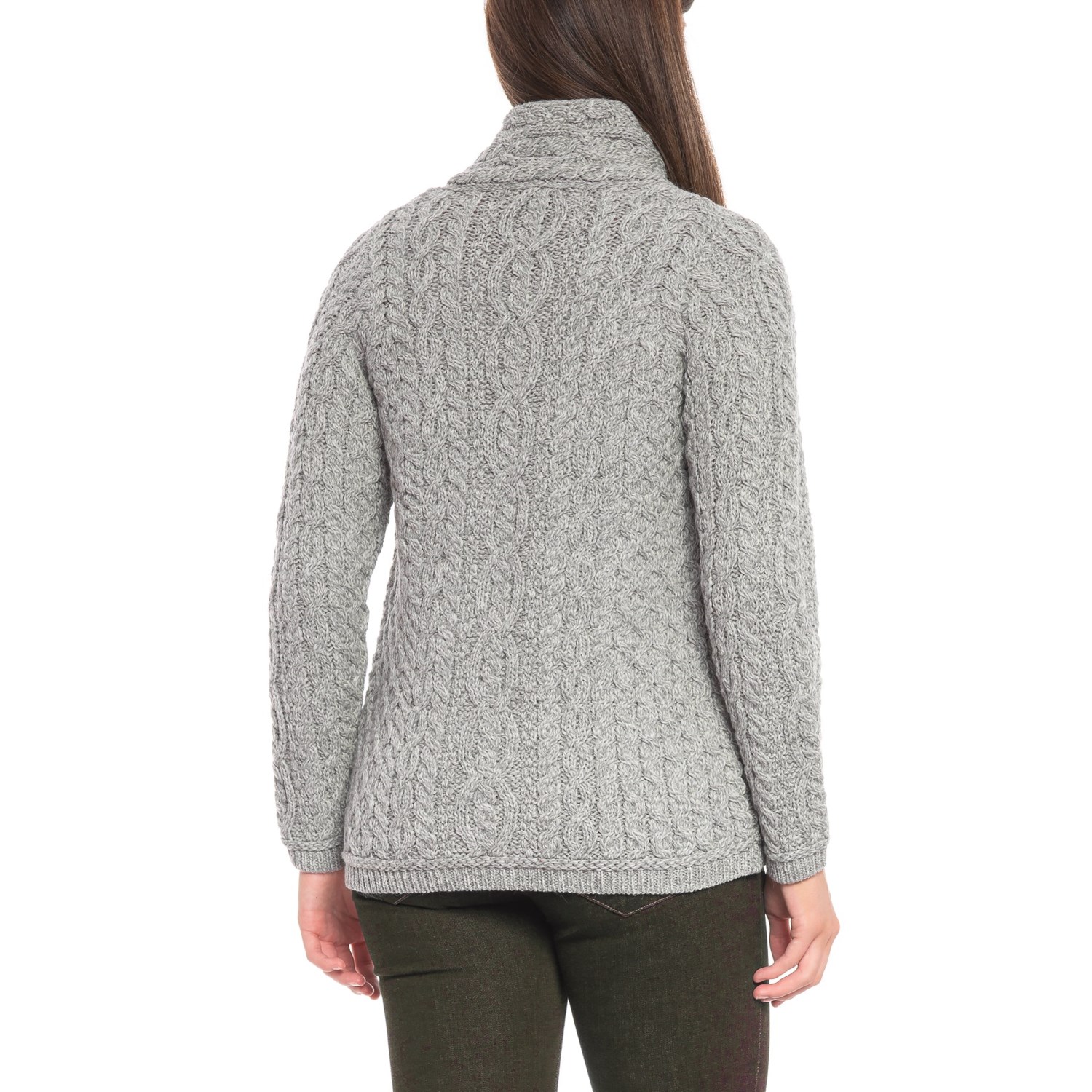 Inis Crafts Made in Ireland Three-Button Asymmetrical Cardigan Sweater ...