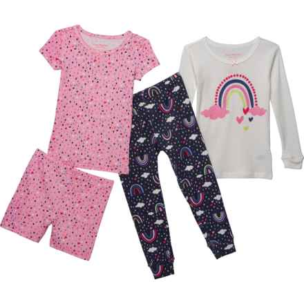 Isaac Mizrahi Big Girls Tight-Fit Pajama Sets - Short and Long Sleeve in Ivory Pink