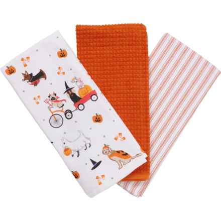 Halloween Parade Dogs Kitchen Towel Set - 3-Pack, 18x27.5” in Orange Multi