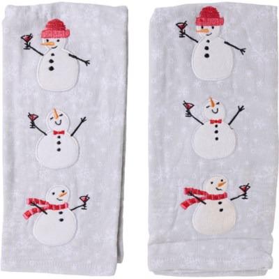 Isaac Mizrahi New York Snowman Cocktails Kitchen Towels - Set of 2