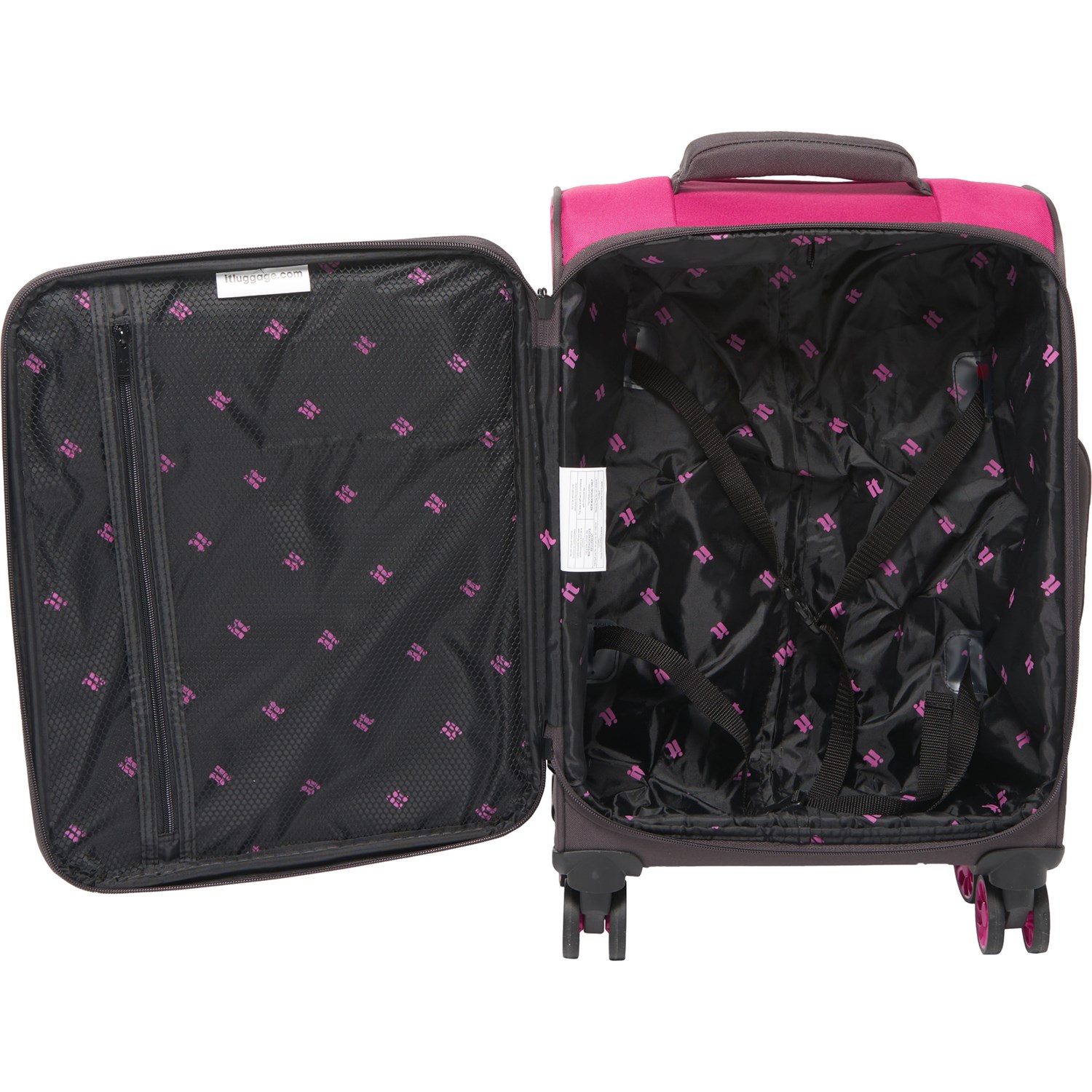 IT Luggage 21.7” DuoTone CarryOn Spinner Suitcase Softside, Fuchsia