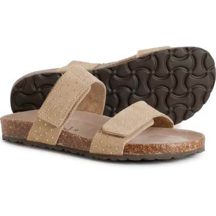 ITALIAN SHOEMAKERS LEATHER COLLECTION Made in Italy Brookes Sparkle Double Band Sandals - Suede (For Women) in Taupe
