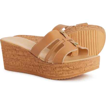 ITALIAN SHOEMAKERS LEATHER COLLECTION Made in Italy Corky Slide Wedge Sandals - Leather (For Women) in Natural