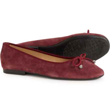 ITALIAN SHOEMAKERS LEATHER COLLECTION Made in Italy Delphine Ballet Flats - Suede (For Women) in Burgundy Suede