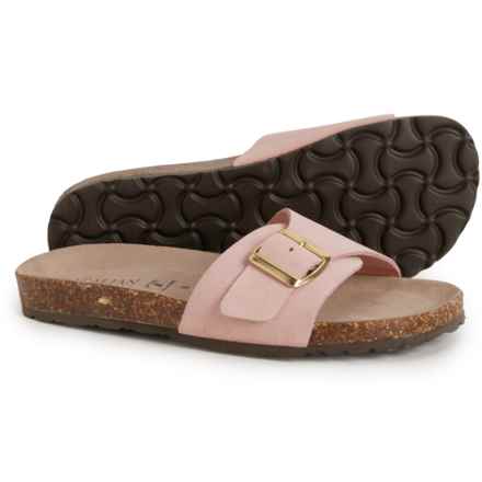 ITALIAN SHOEMAKERS LEATHER COLLECTION Made in Italy Spencer Big Buckle Sandals - Suede (For Women) in Blush