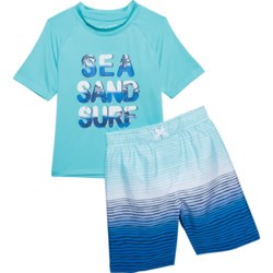 iXtreme Little Boys Sea and Surf Rash Guard and Trunks Set - Short Sleeve in Blue