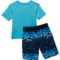 82KFJ_2 iXtreme Toddler Boys Pizza Shark Rash Guard and Trunks Set - Short Sleeve
