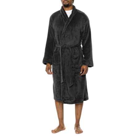 IZOD Comfort Soft Fleece Lounge Robe - Long Sleeve in Iron Gate
