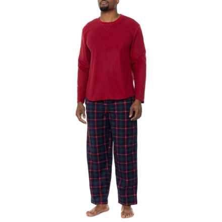 IZOD Flannel Fleece Pajamas - Long Sleeve in Red