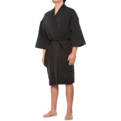 IZOD Quilted Lounge Robe - Long Sleeve in Black