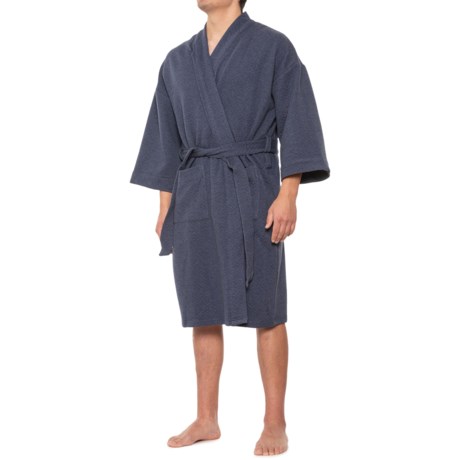 IZOD Quilted Lounge Robe - Long Sleeve in Open Blue