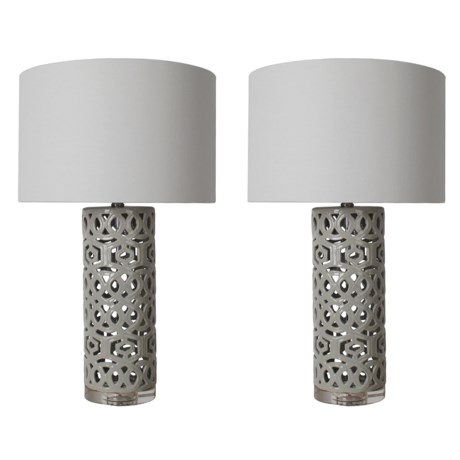 J Hunt Set of 2 Open Geometric Ceramic Table Lamps - 28\ J Hunt Set of 2 Open Geometric Ceramic Table Lamps - 28\