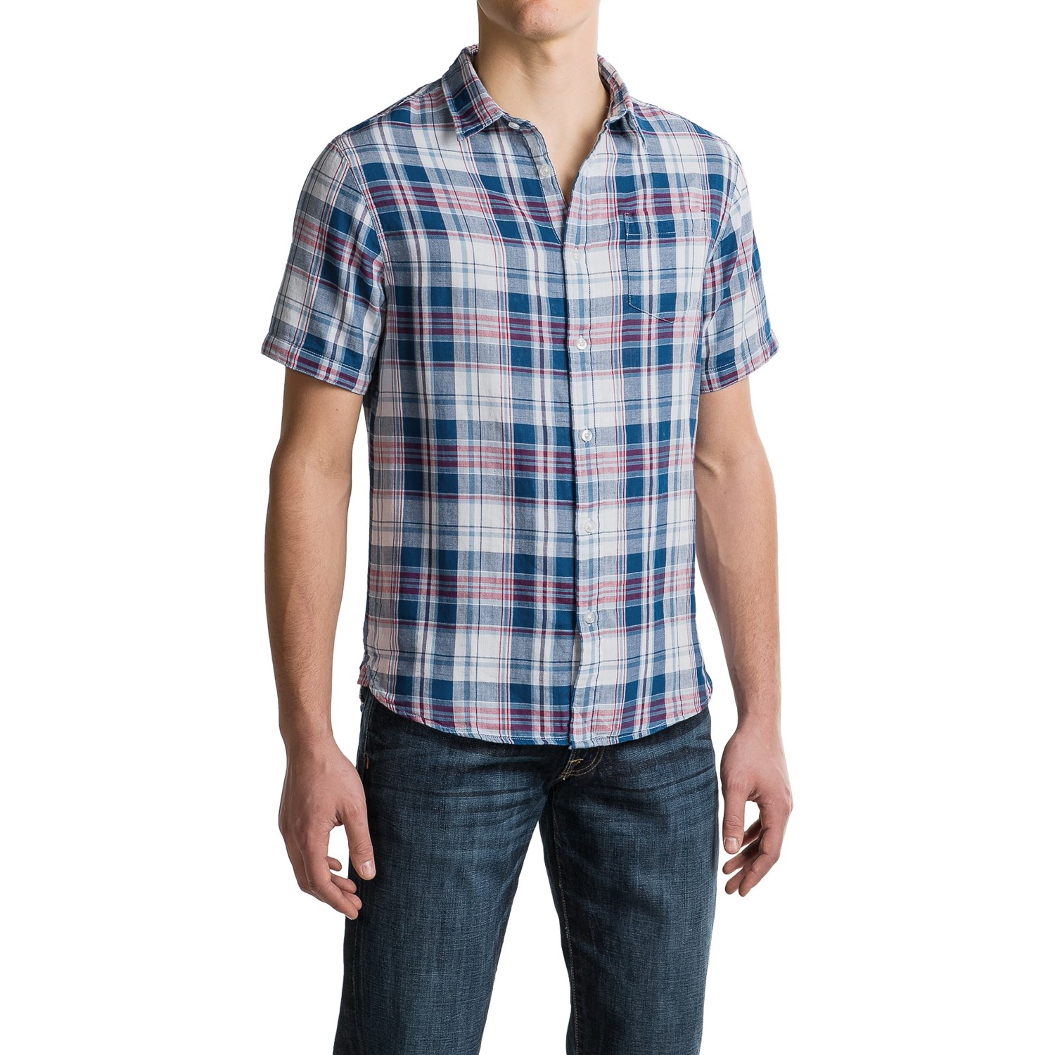 J.A.C.H.S. Double-Layer Plaid Shirt – Short Sleeve (For Men)