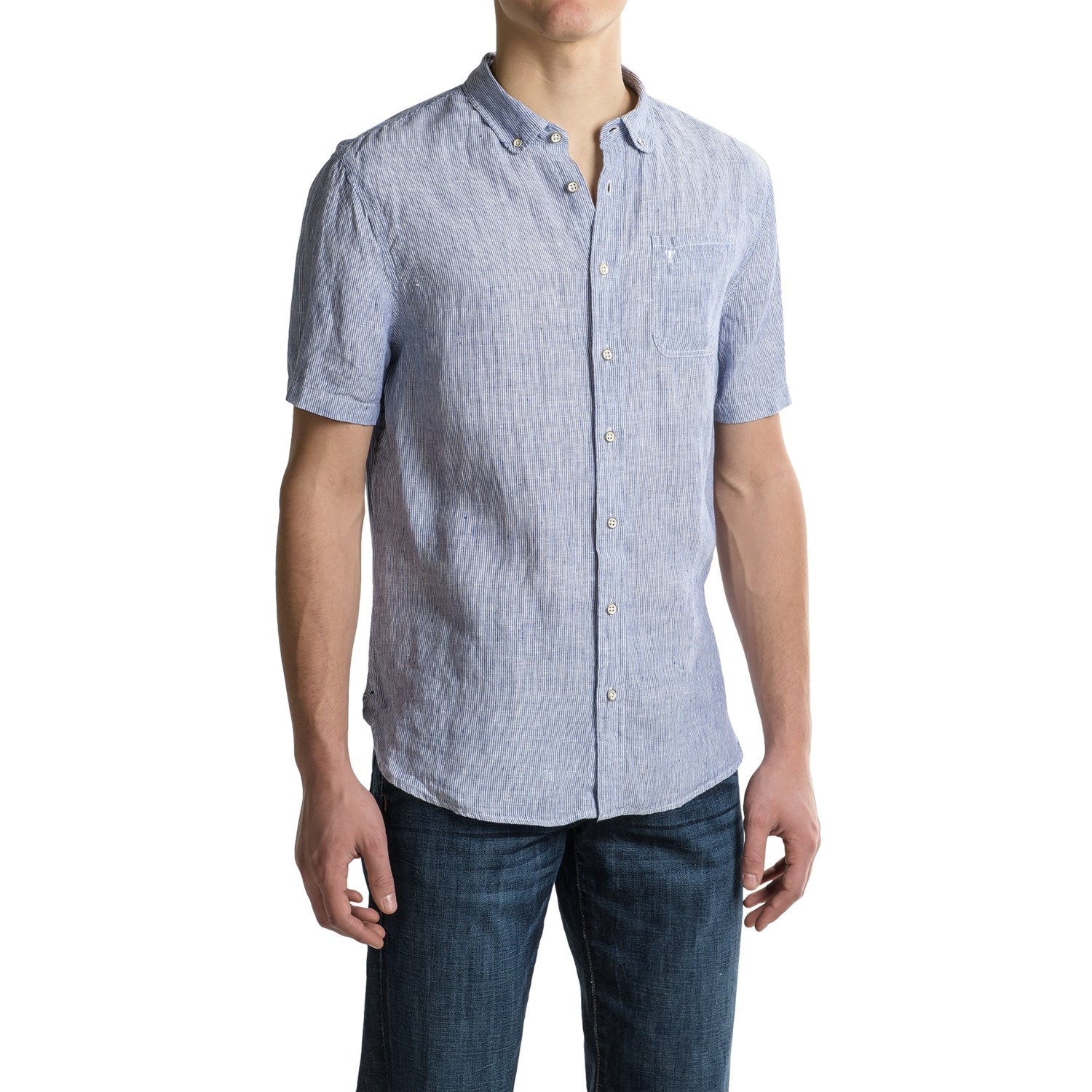 J.A.C.H.S. Linen Stripe Shirt – Short Sleeve (For Men)