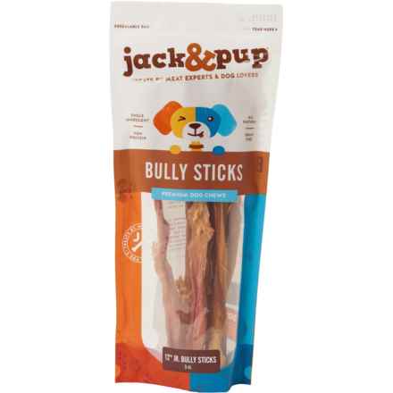 JACK & PUP Jr. Bully Stick Dog Treat - 12”, 5-Count in Multi