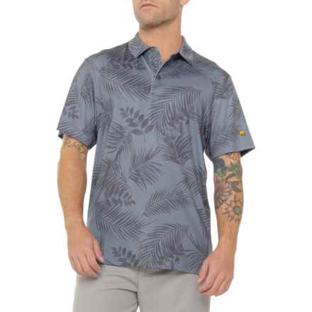 Jack Nicklaus Tropical Leaf Print Polo Shirt - UPF 50, Short Sleeve in Ebony