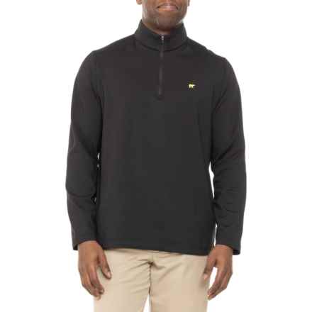 Jack Nicklaus Zip Neck Fleece Pullover Shirt - UPF 50, Long Sleeve in Caviar