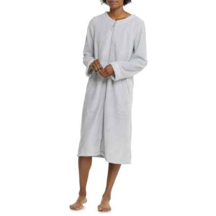Jaclyn Deluxe Touch Chevron Zip Front Robe - Long Sleeve in Pearl Blue