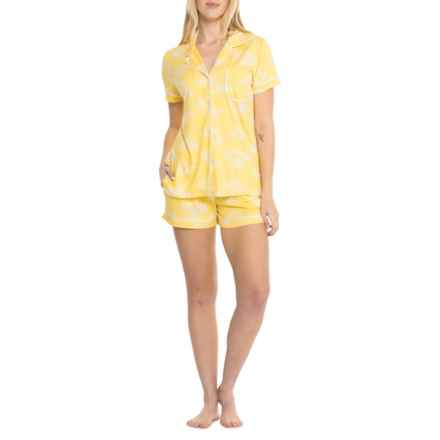 Jaclyn Mini Mountains Shorty Pajamas - Short Sleeve in Lemon Drop