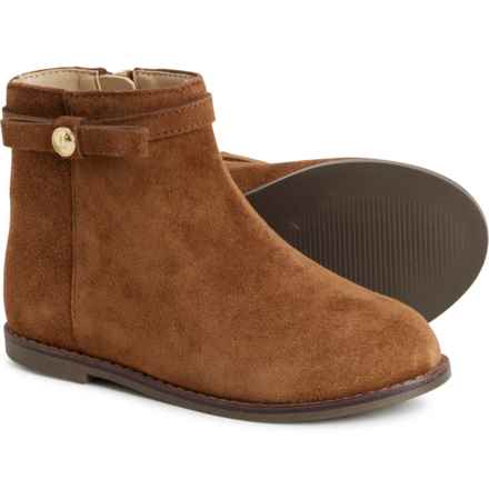JANIE & JACK Little Girls Zip Ankle Booties - Suede in Brown
