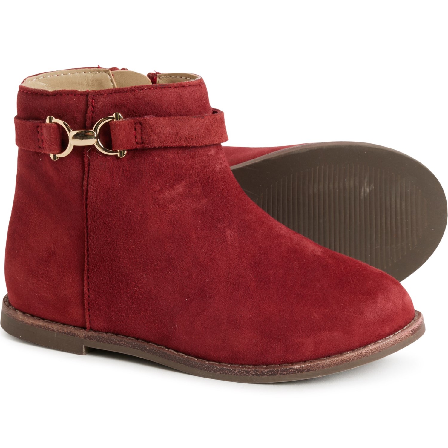 (取寄) リトル ガールズ ジップ アンクル ブーティ - スエード JANIE & JACK Little Girls Zip Ankle Booties - Suede  Burgundy JANIE & JACK Little Girls Zip Ankle Booties - Suede - Save 71%