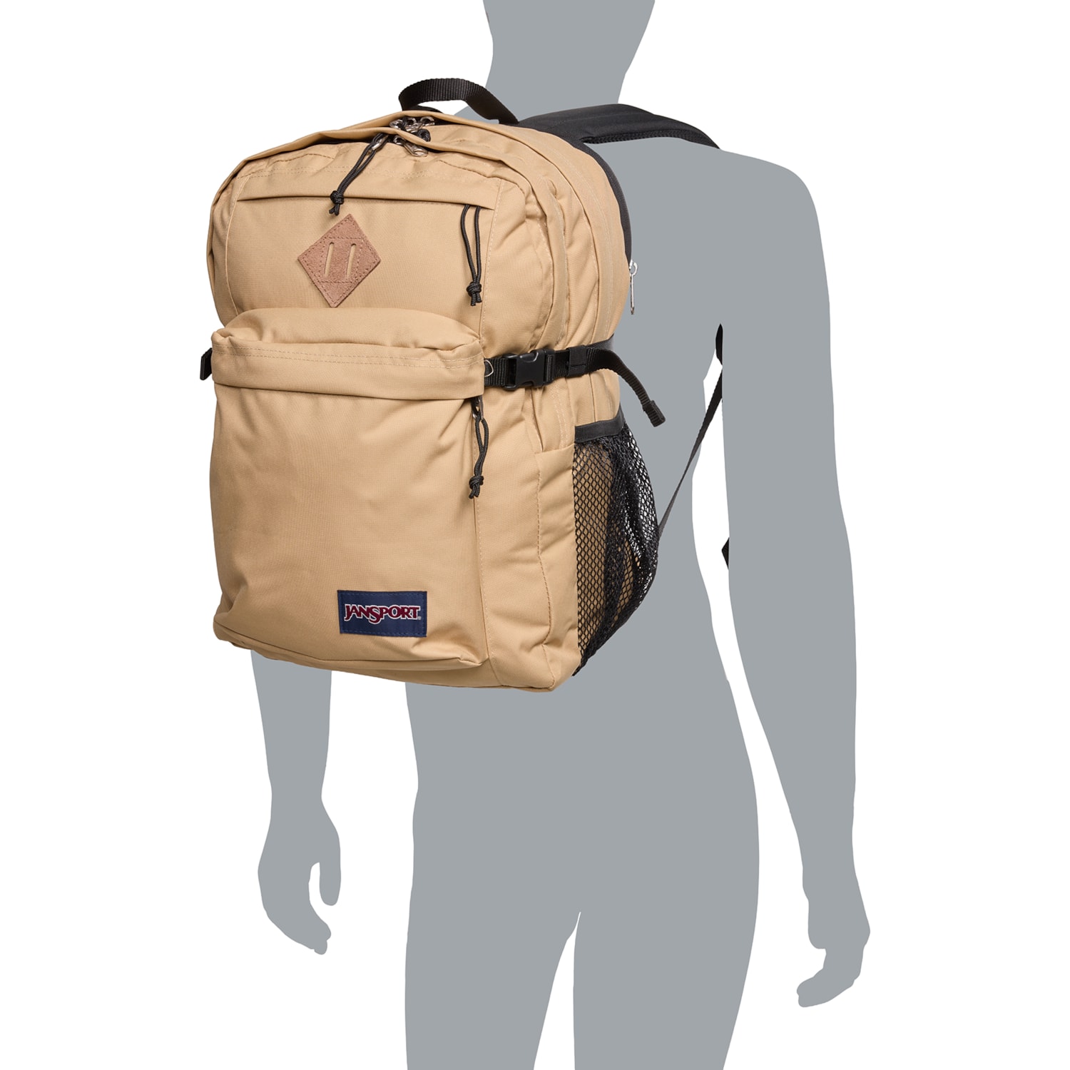 jansport backpack tan SuperBreak Plus with Padded 15-inch Laptop Sleeve and Integrated Bottle Pocket - Spacious and Durable Daypack for Work and Travel Front pocket with full organization panel and key clip JanSport SuperBreak Plus - Travertine