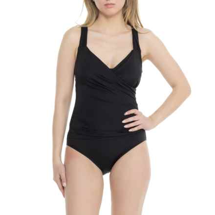 Jantzen Mio Tummy Control Surplice One-Piece Swimsuit in Black