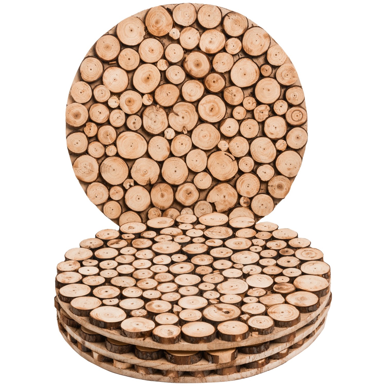 Jay Imports 14” Wooden Natural Round Chargers/Placemats Set of 4