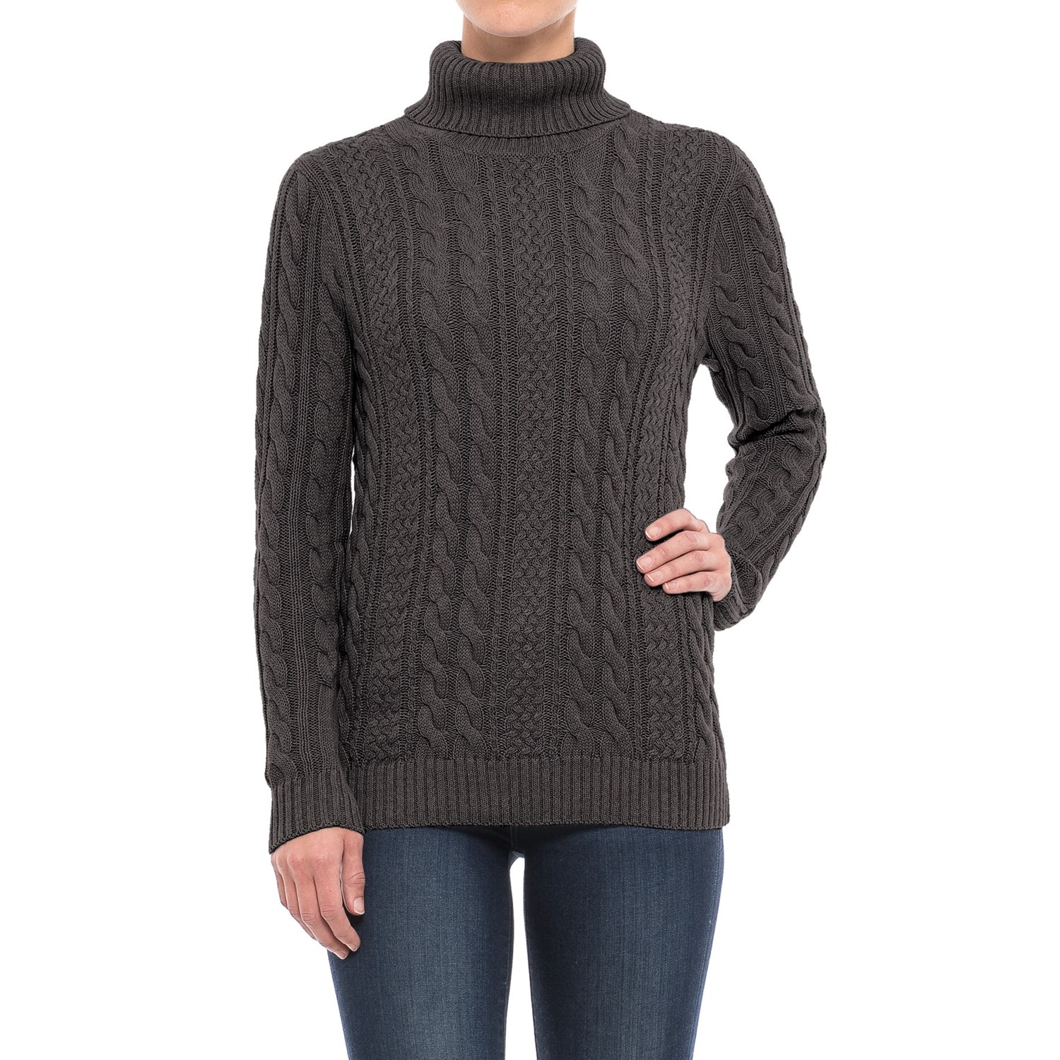 Jeanne Pierre Fisherman Cable-Knit Turtleneck Sweater (For Women ...