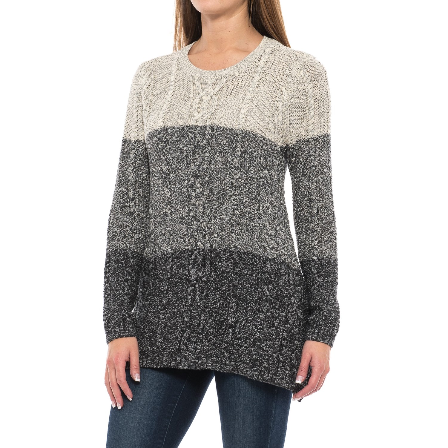 Jeanne Pierre Fisherman Cable Ombre Sweater (For Women) - Save 66%
