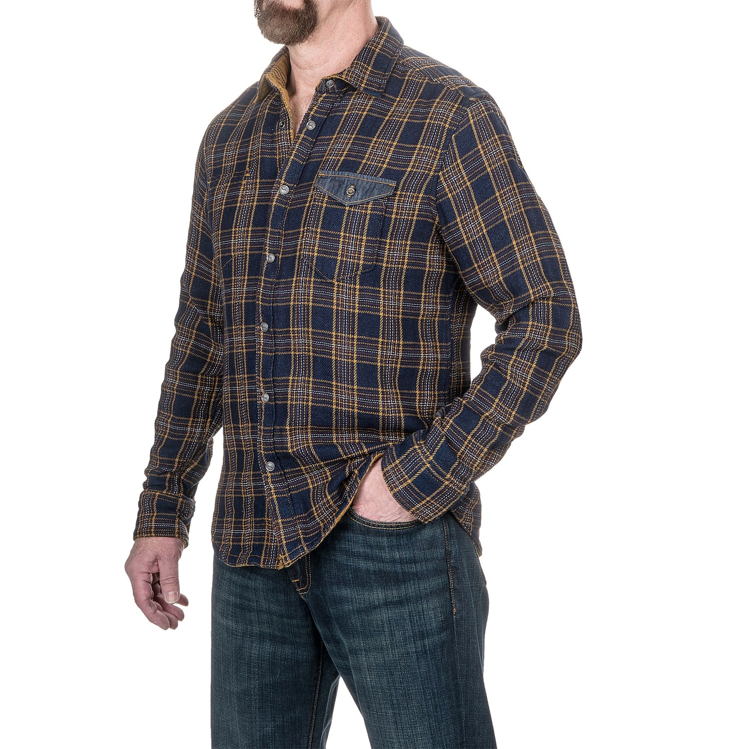 Jeremiah Hayes Indigo Reversible Shirt Jacket – Snap Front, Long Sleeve ...