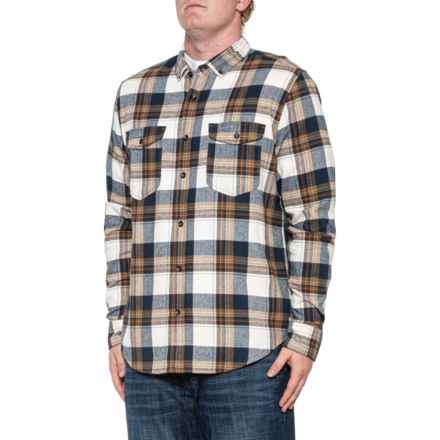 Jeremiah Herringbone Plaid Flannel Shirt - Long Sleeve in Navy