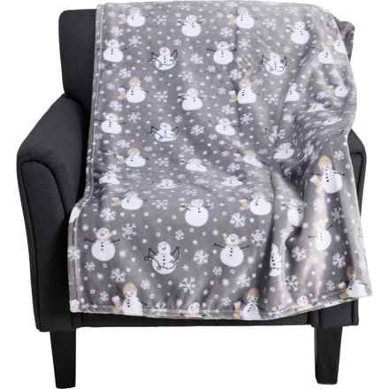 Jingles & Joy Jolly Snowmen Throw Blanket - 60x70 in Taupe