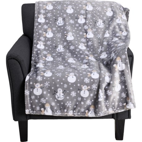Jingles & Joy Jolly Snowmen Throw Blanket - 60x70 in Taupe