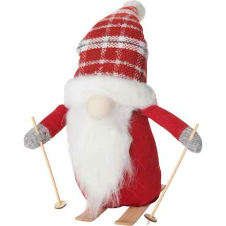 Jingles & Joy Skiing Gnome Decoration - 18.5” in Red