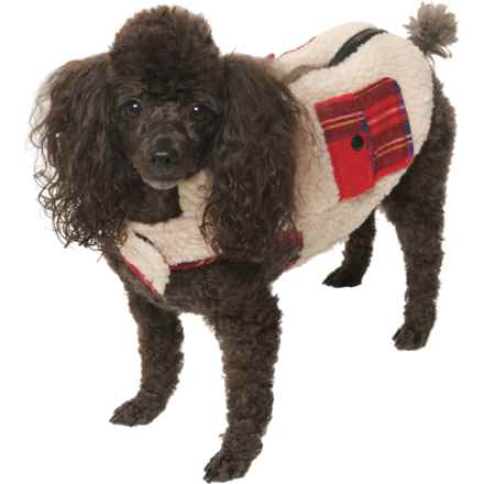 JLA Friends Forever Sherpa and Plaid Dog Coat in Multi
