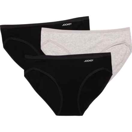 Jockey Organic Cotton Panties - 3-Pack, Bikini Brief in Black/Grey