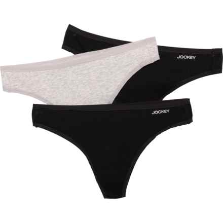 Jockey Organic Cotton Panties - 3-Pack, Thong in Black/Grey