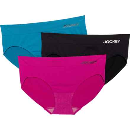 Jockey Seam-Free Panties - 3-Pack, Hipster in Blue/Pink/Black